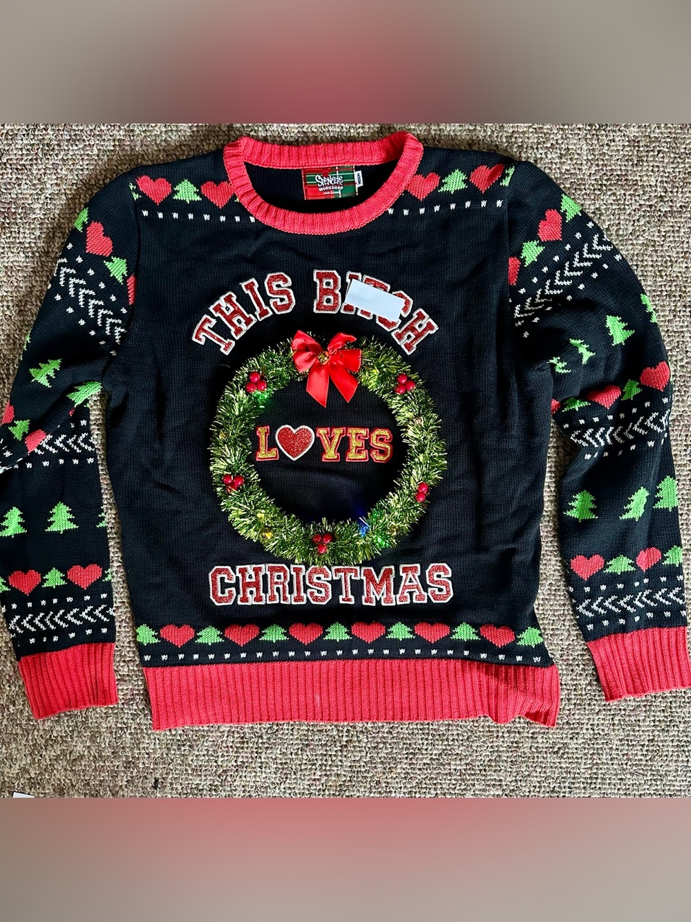 Ugly Christmas Sweater Bundle Mens XL + WM Light Up Wreath + WM Leggings NWT